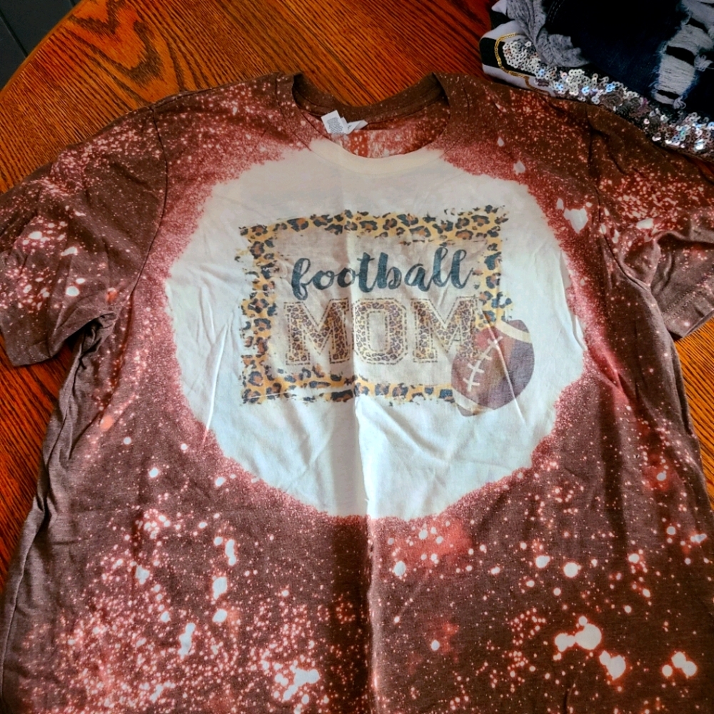 Bleached Football Mom shirr